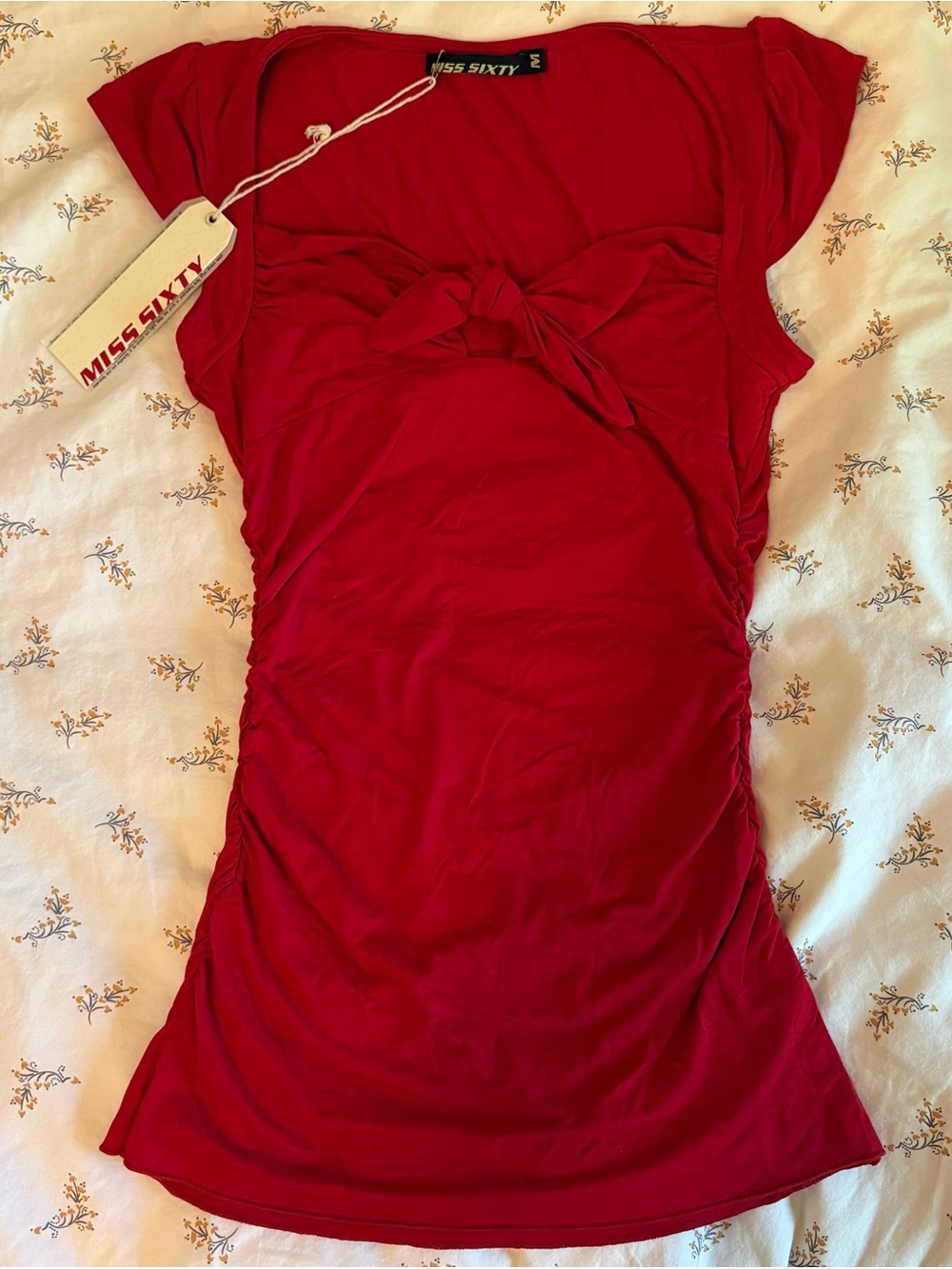 Miss Sixty Y2K NWT Red Fitted Front-Tie Top